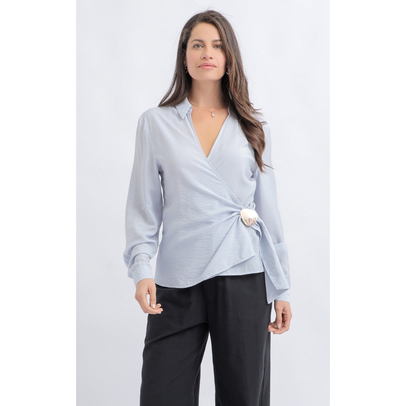 Metal Detail Wrap Shirt