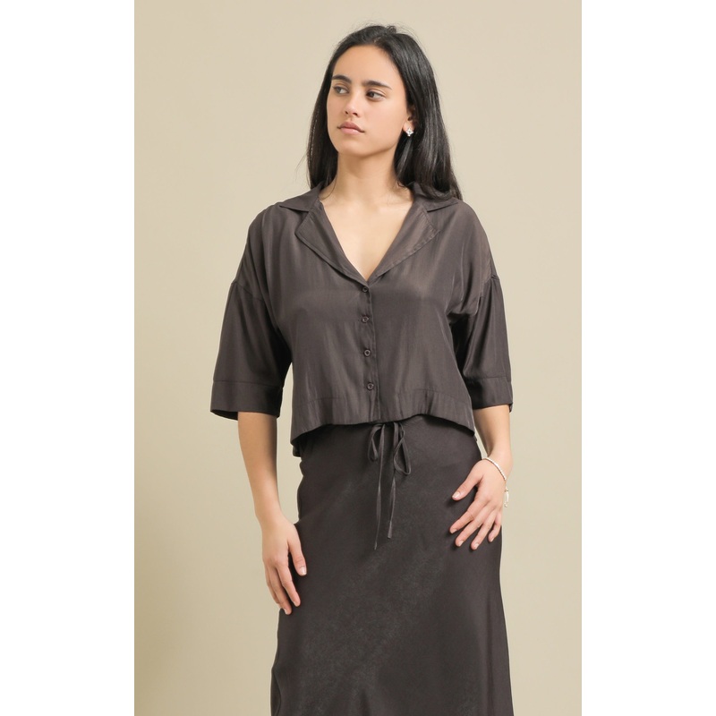 Peached Poplin Cropped Shirt