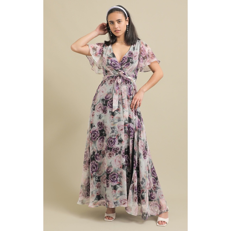 Ptd Chiffon Front Split Gown