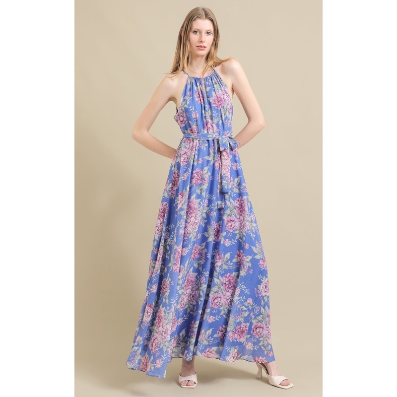 Ptd Chiffon High Neck Gown