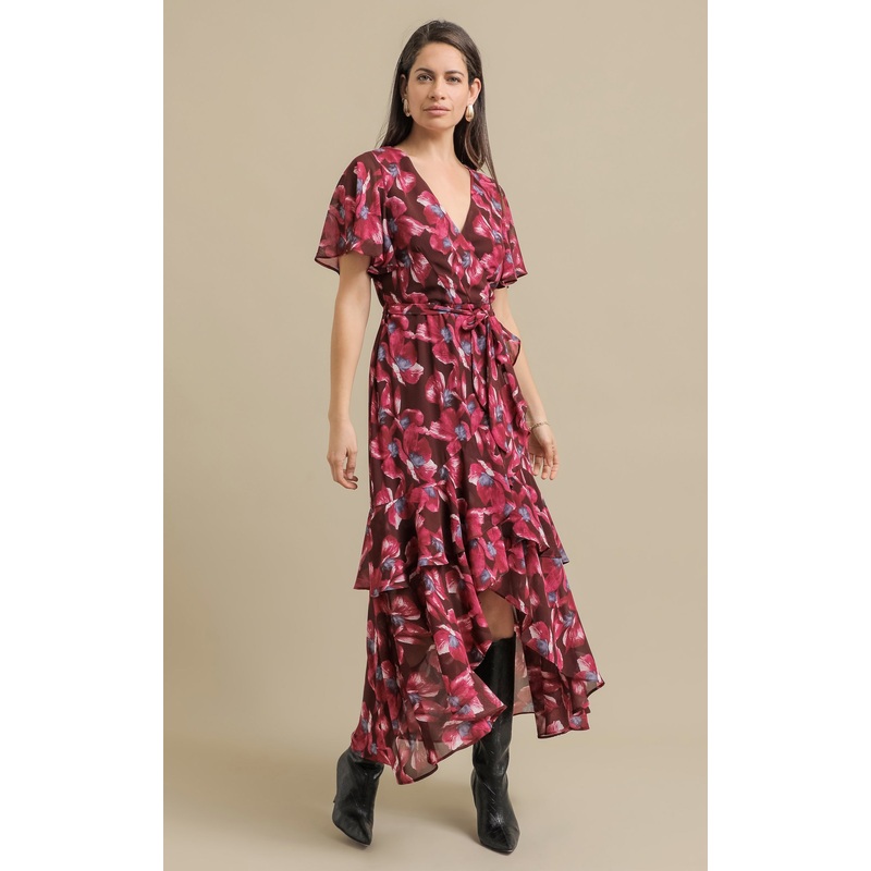 Ptd Chiffon Tier Ruffle Wrap Maxi