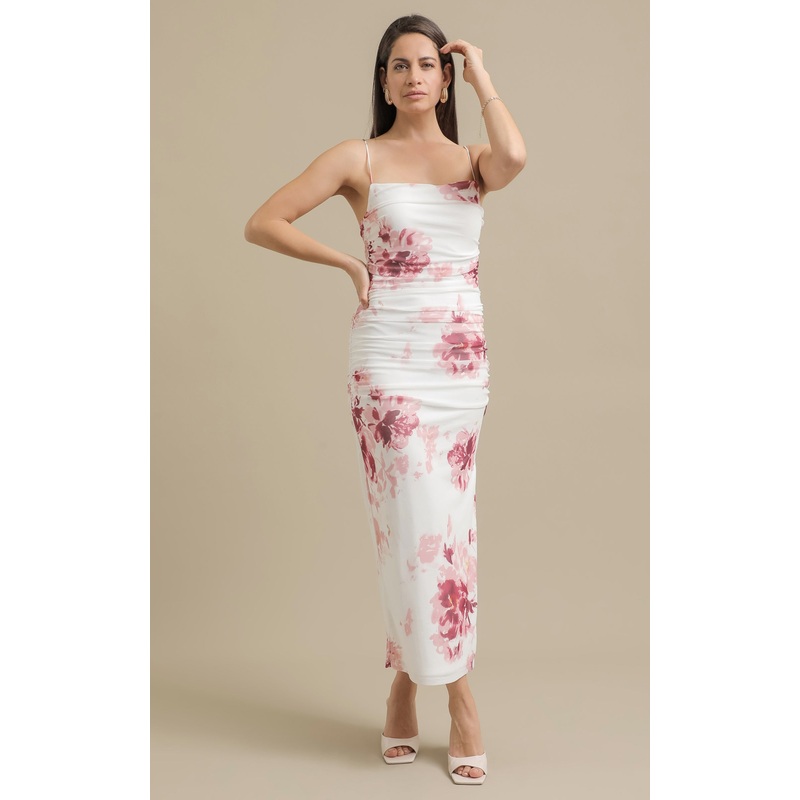 Ptd Mesh Ruched Maxi