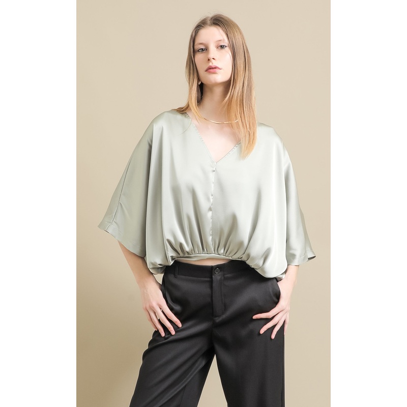 Satin V Neck Kaftan Top