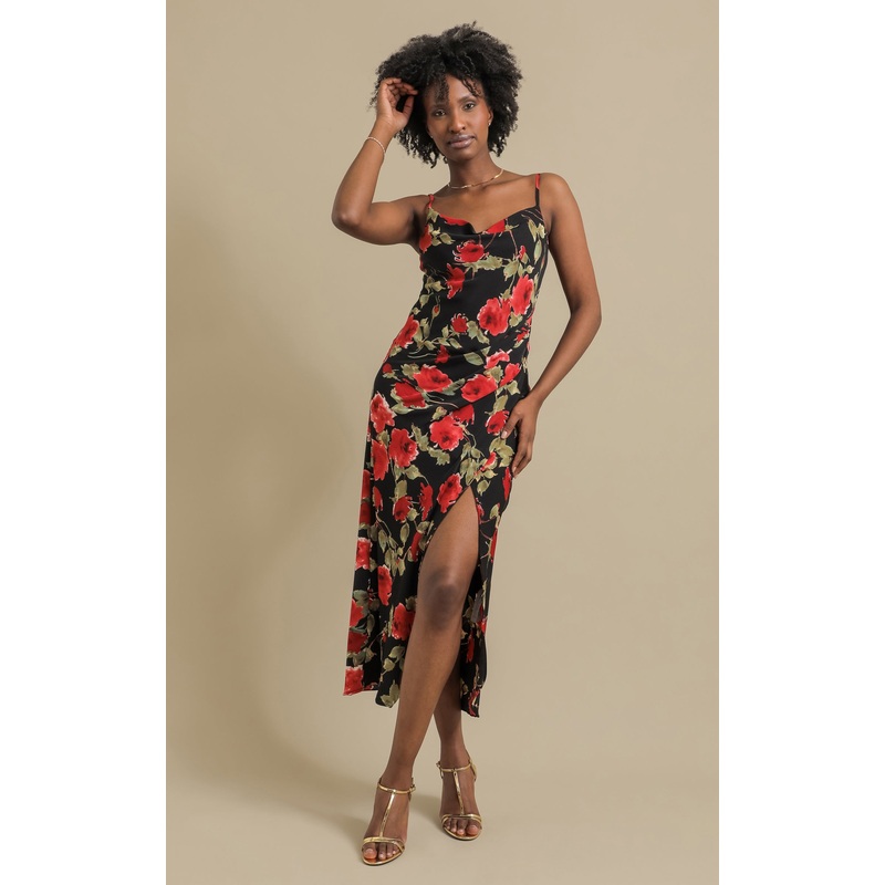 CDC Floral Bias Pleat Detail Maxi