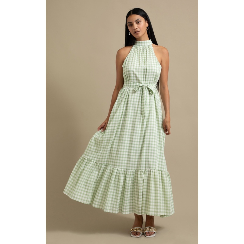 CDC Gingham Halter Floaty Maxi