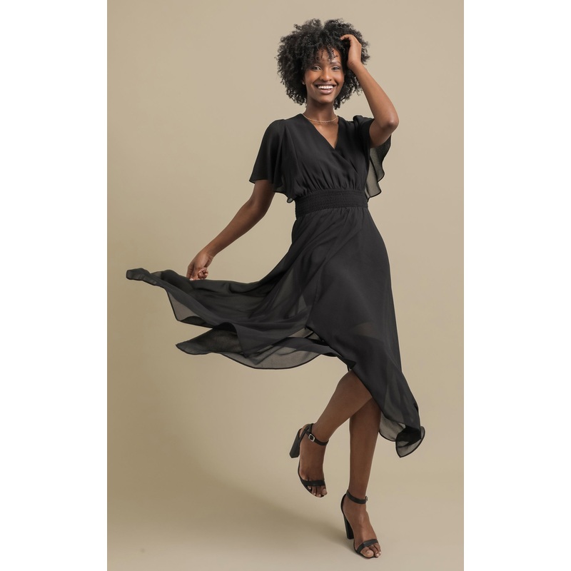 Chiffon Handkerchief Hem Maxi