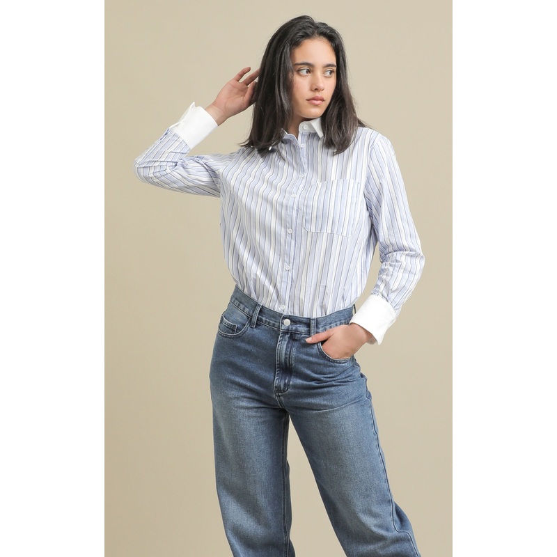 Contrast Detail Cotton Shirt
