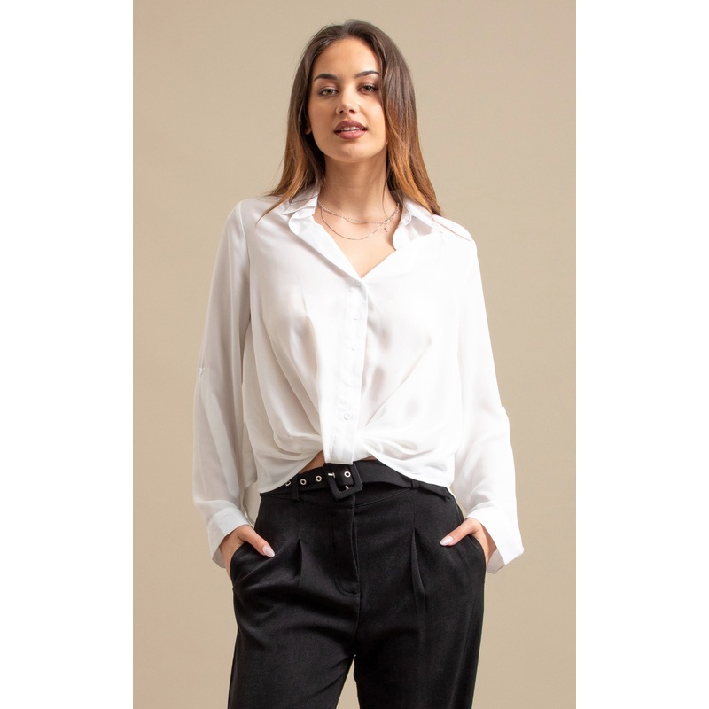 Roll Sleeve Knot Front Shirt