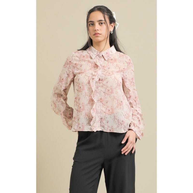 Ruffle Detail Chiffon Shirt