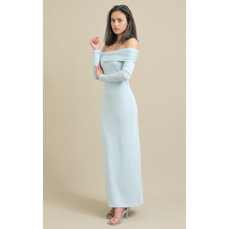 Textured Jersey Off The Shoulder Maxi