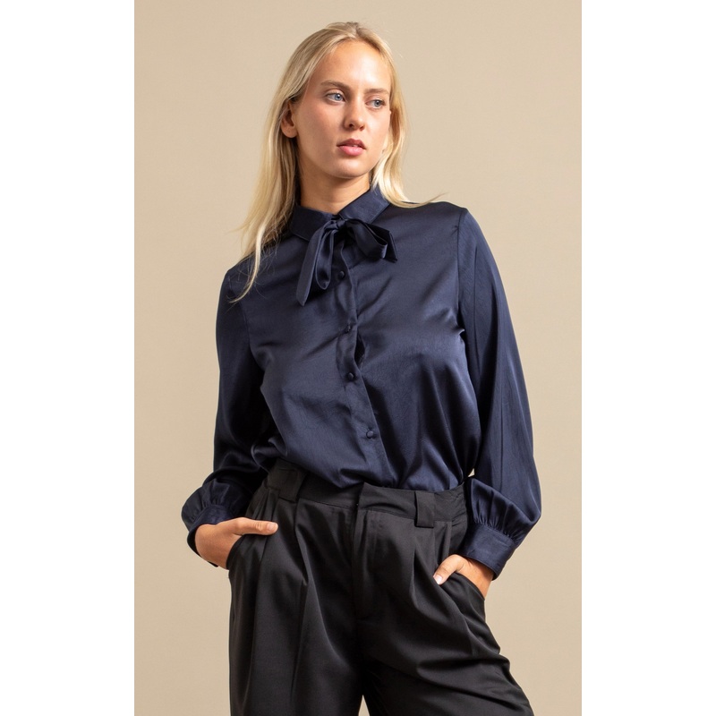 Tie Detail Button Up LS Shirt
