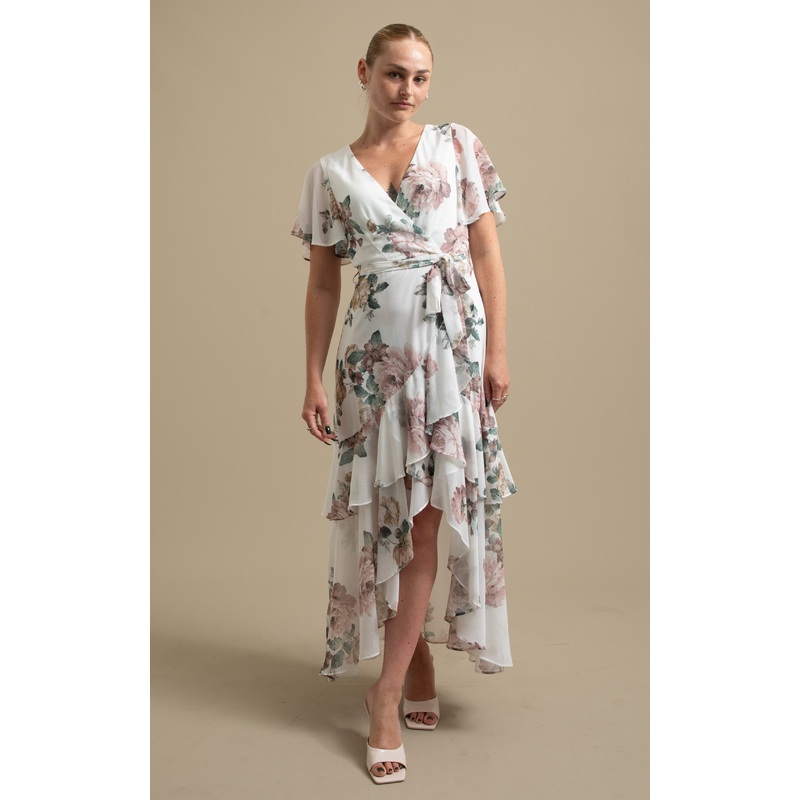Chiffon Tier Ruffle Wrap Maxi