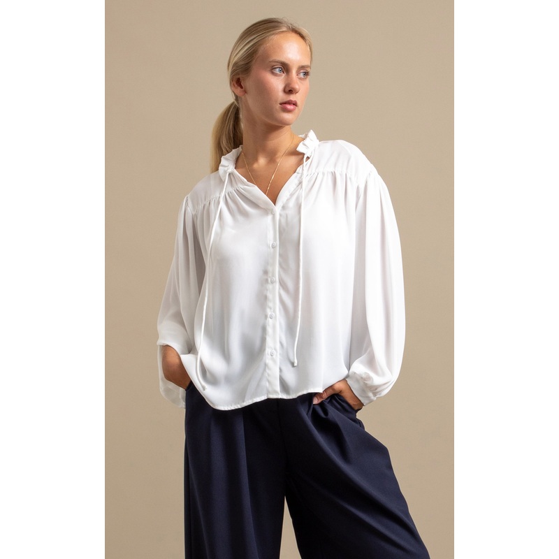 Plain CDC Ruffle Collar Shirt