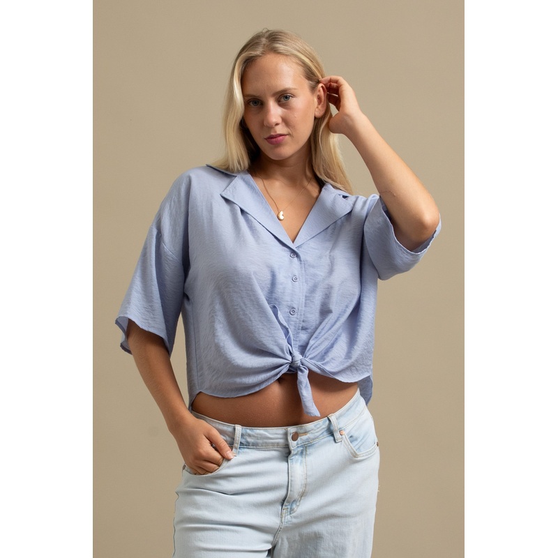Plain Voile Tie Front Shirt