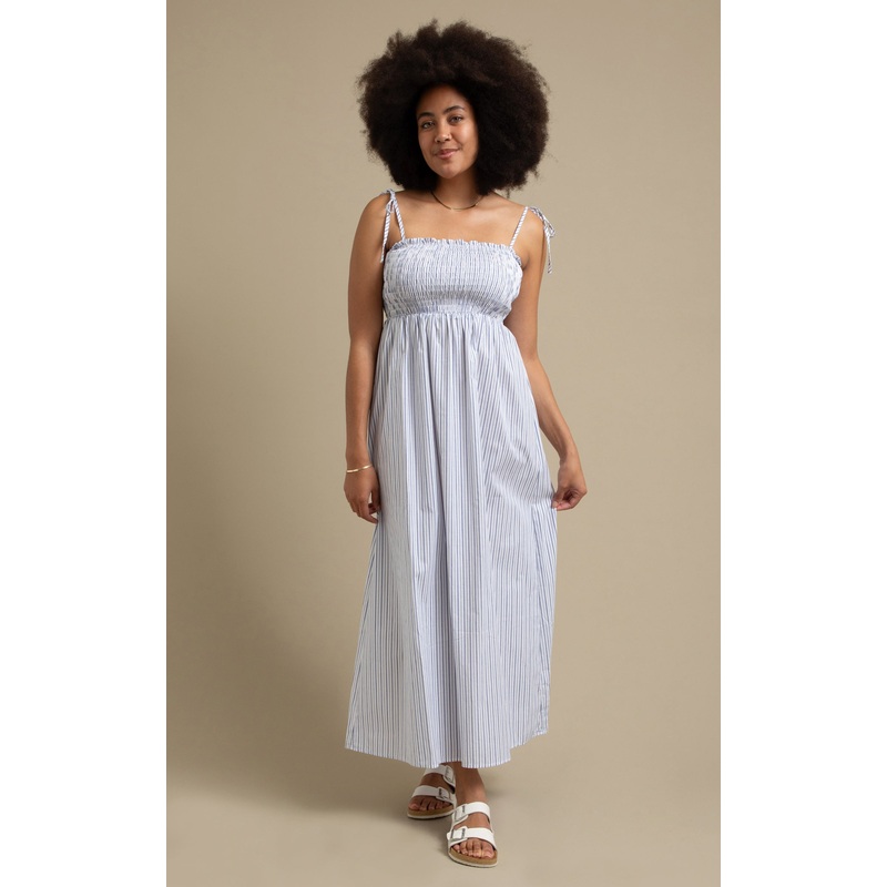 Poplin Tie Shoulder Maxi