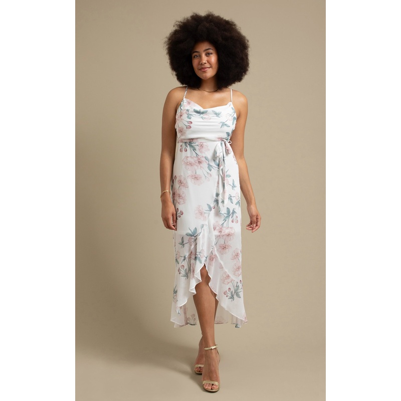 Printed Chiffon Cowl Maxi