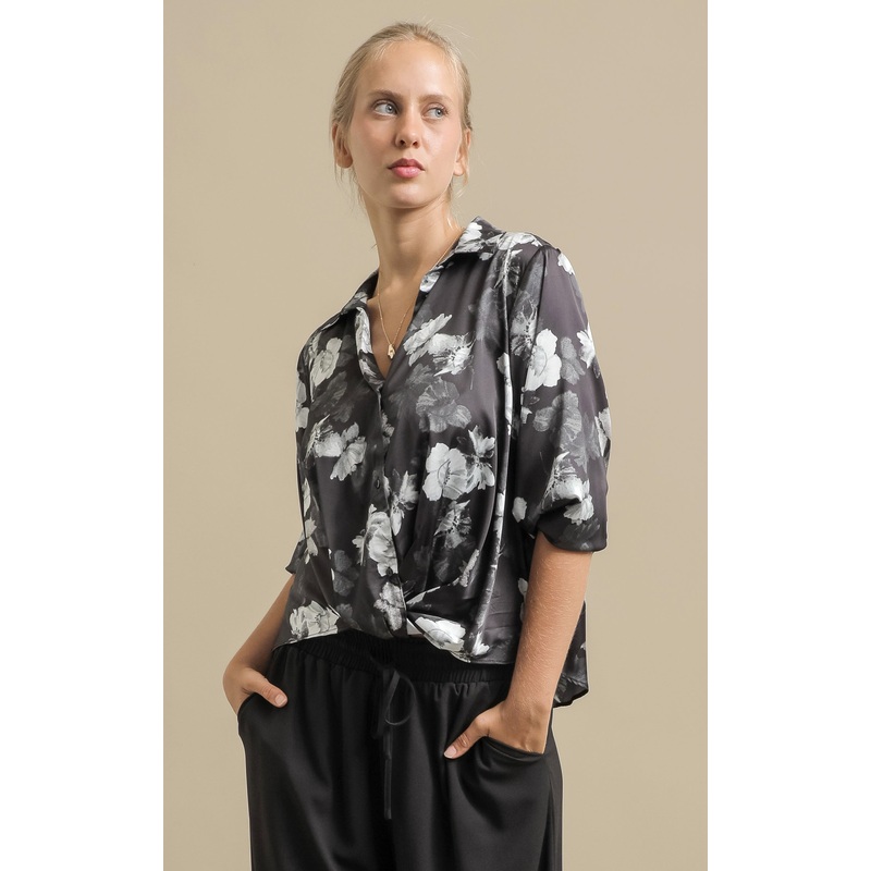 Printed Knot Front Shirt