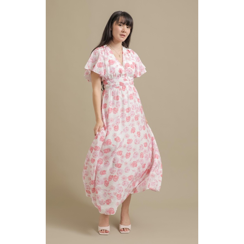Ptd Voile Flutter Sleeve Maxi