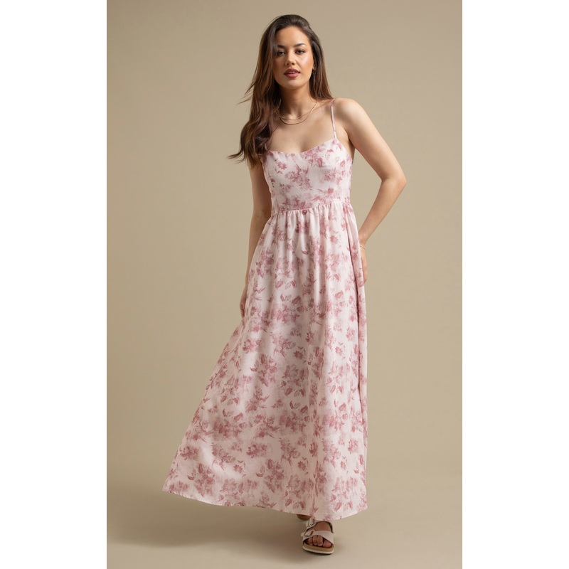 Ptd Voile Shirred Back Maxi