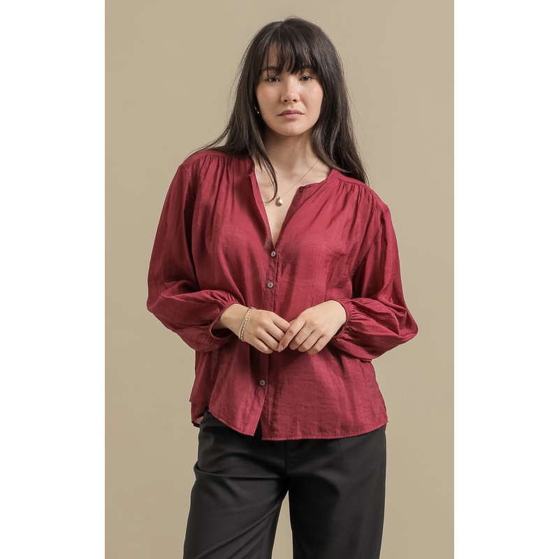 Sheer Voile V Neck Shirt