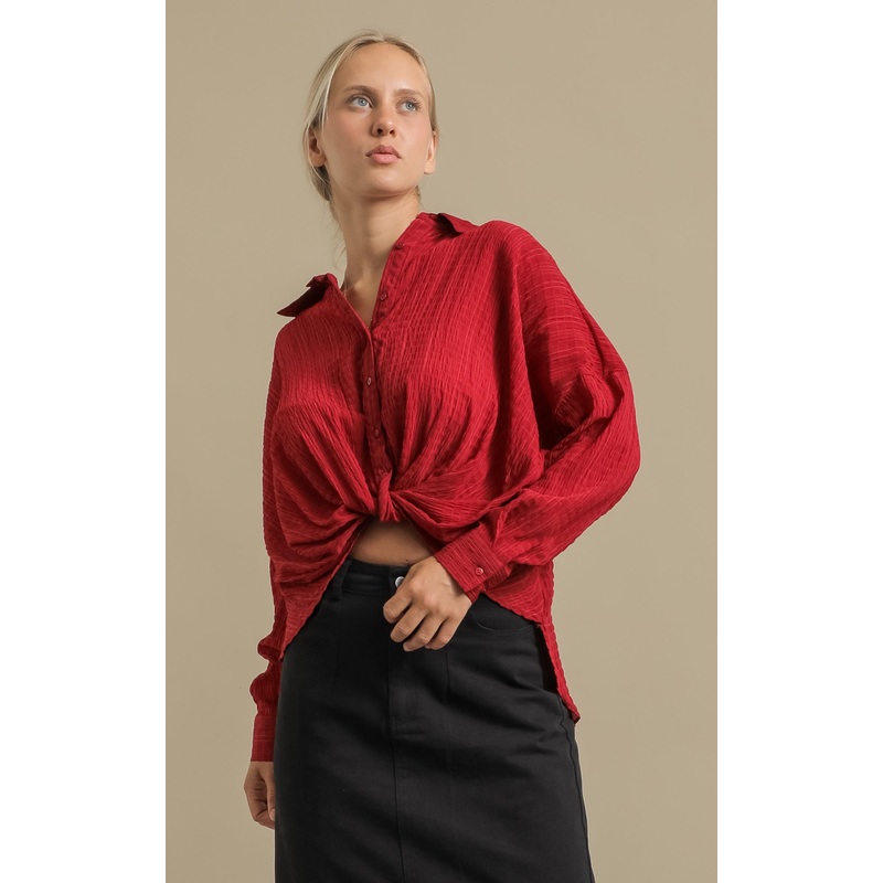 Textured CDC Shirt with Knot