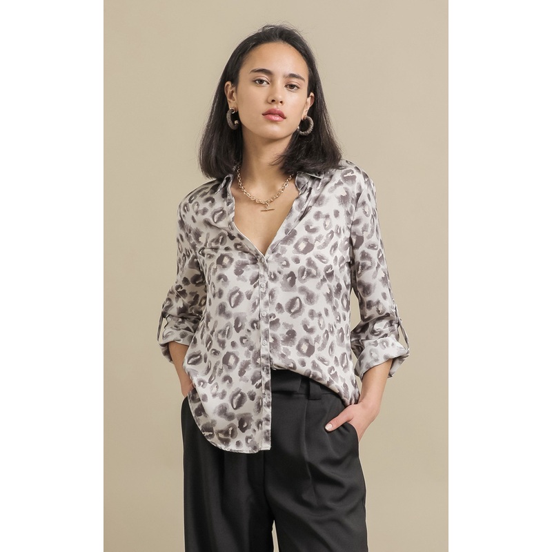 Animal Print Satin Shirt