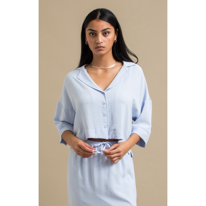 Linen Look Cropped Shirt