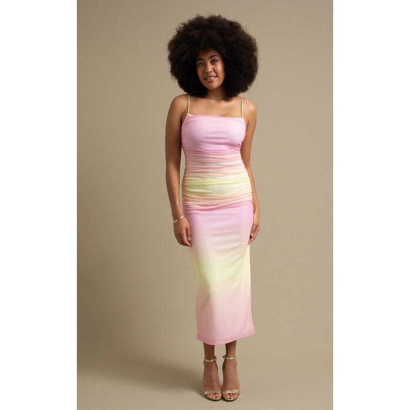 Mesh Ruched Maxi