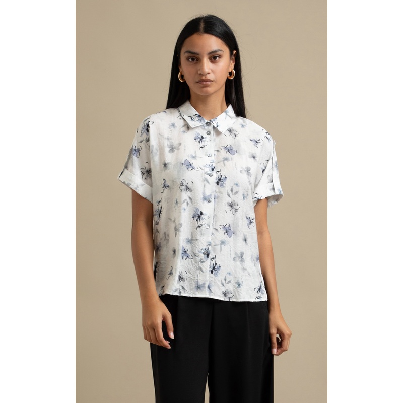 Tab Sleeve Printed Shirt