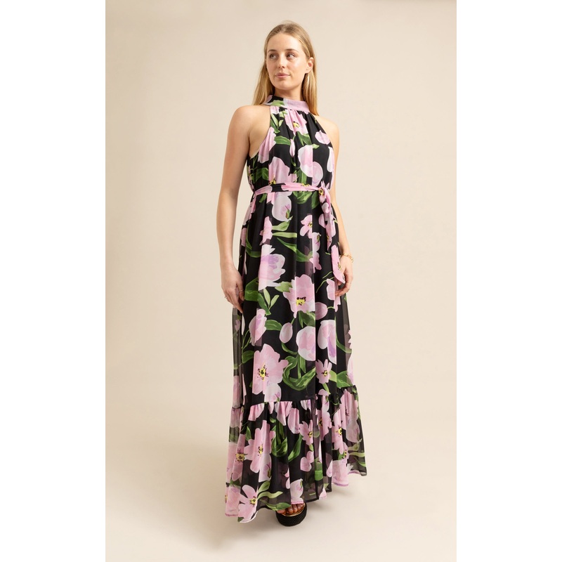 Chiffon Floral Halter Floaty Maxi