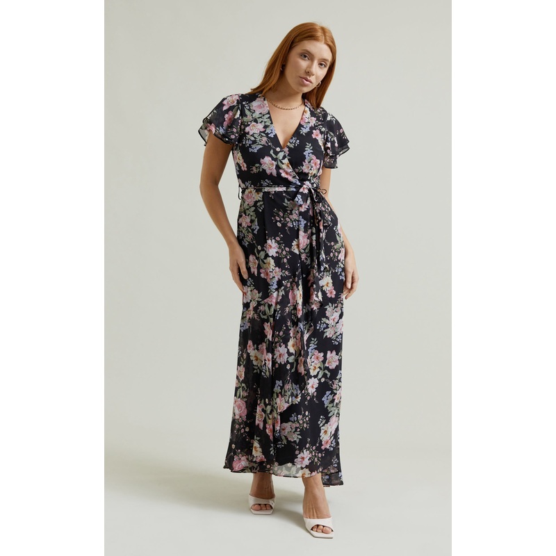 Chiffon Layered Flutter Wrap Maxi