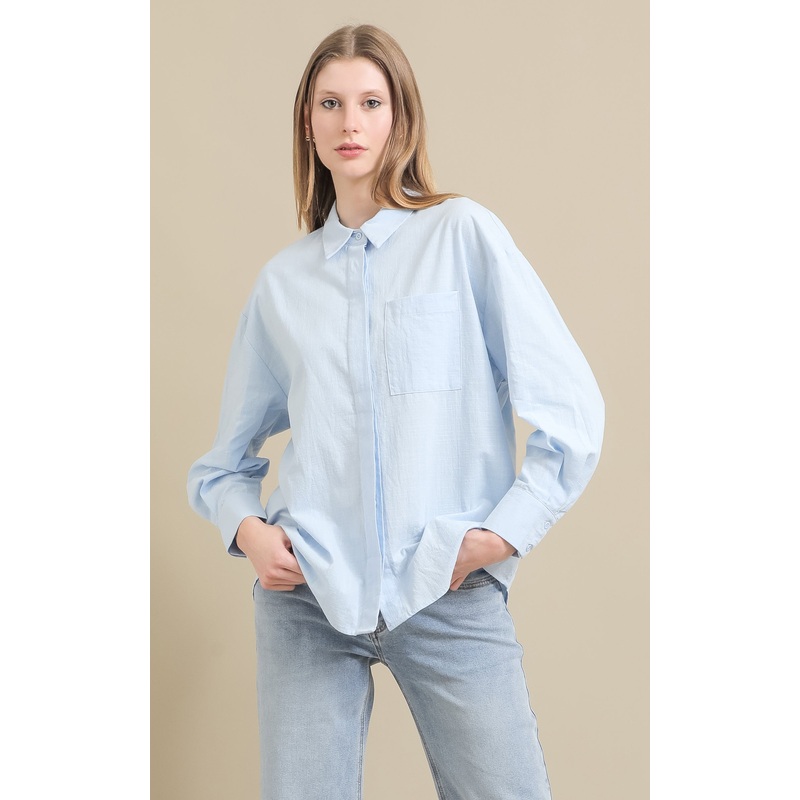 Linen Look Covered Placket Shirt