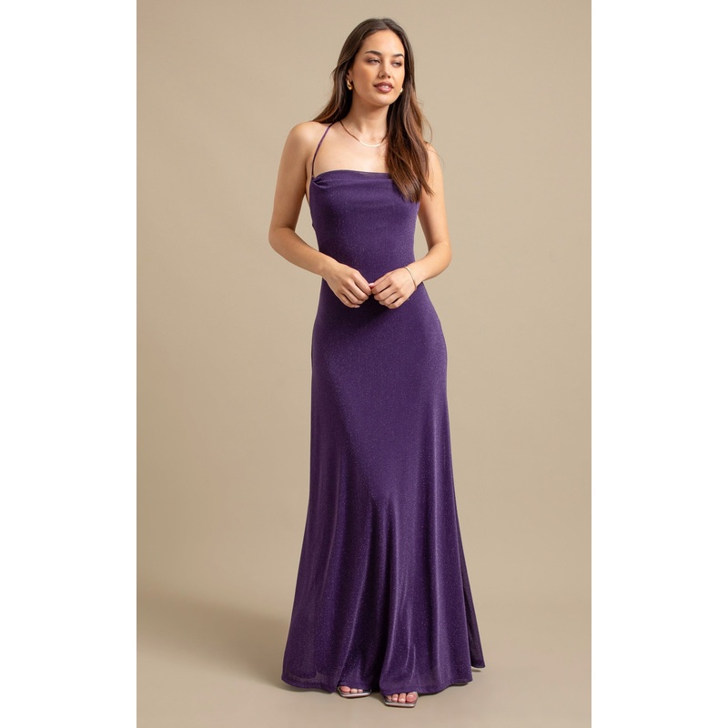 Glitter Mesh Cross Back Gown