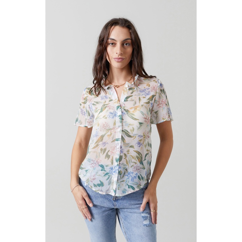 Printed Flutter Sleeve Shirt