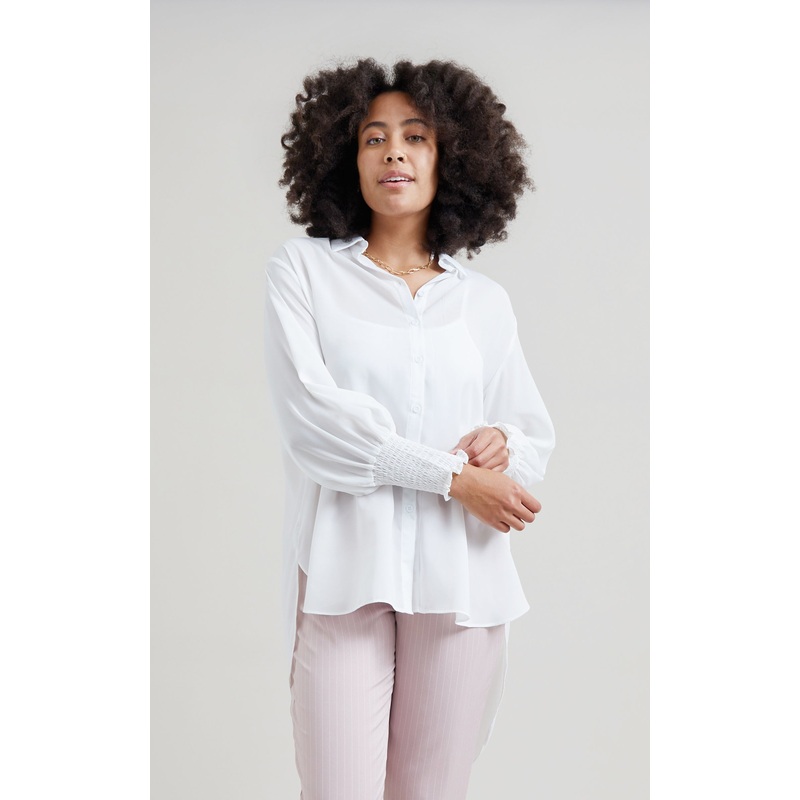 Shirred Sleeve Longline Shirt