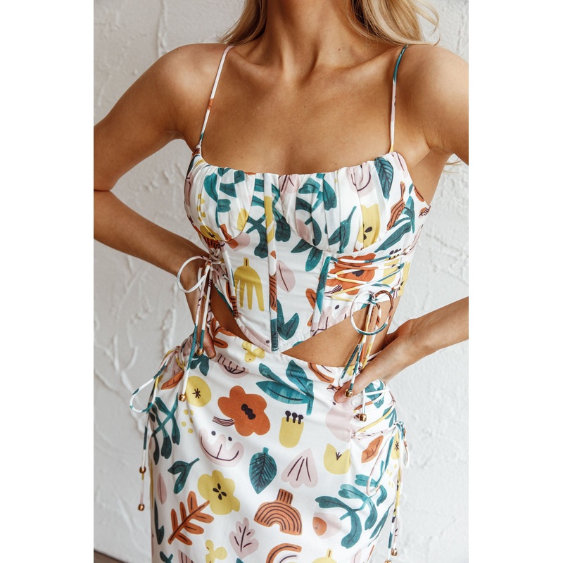 Graziella Corset Crop Top White Base