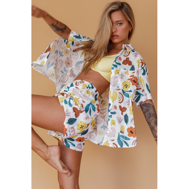 Just A Hunch Button Shirt Printed White