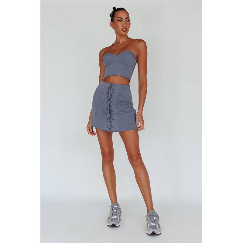 Ventura Bustier Crop Top Suit Grey