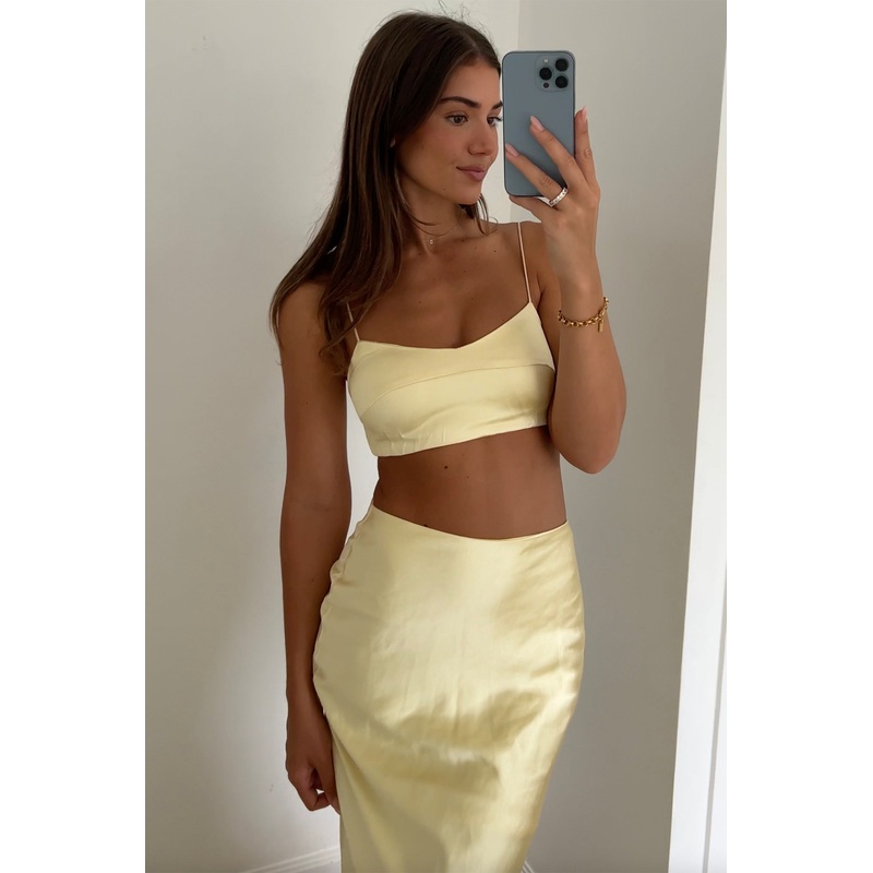 The Moment Cami Strap Crop Top Light Yellow
