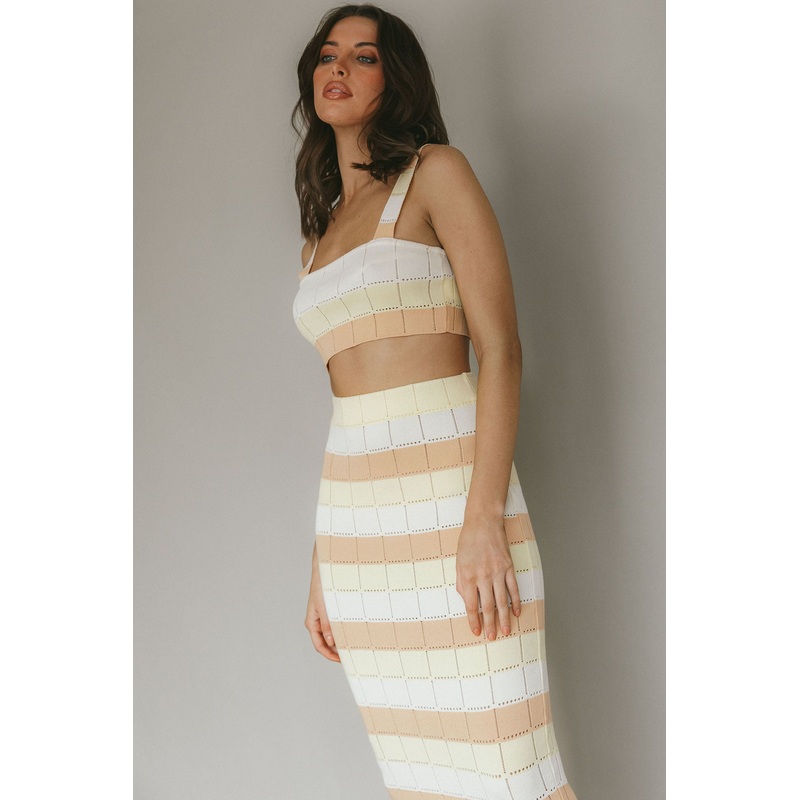 Chase The Sunrise Knit Crop Top Lemon Butter