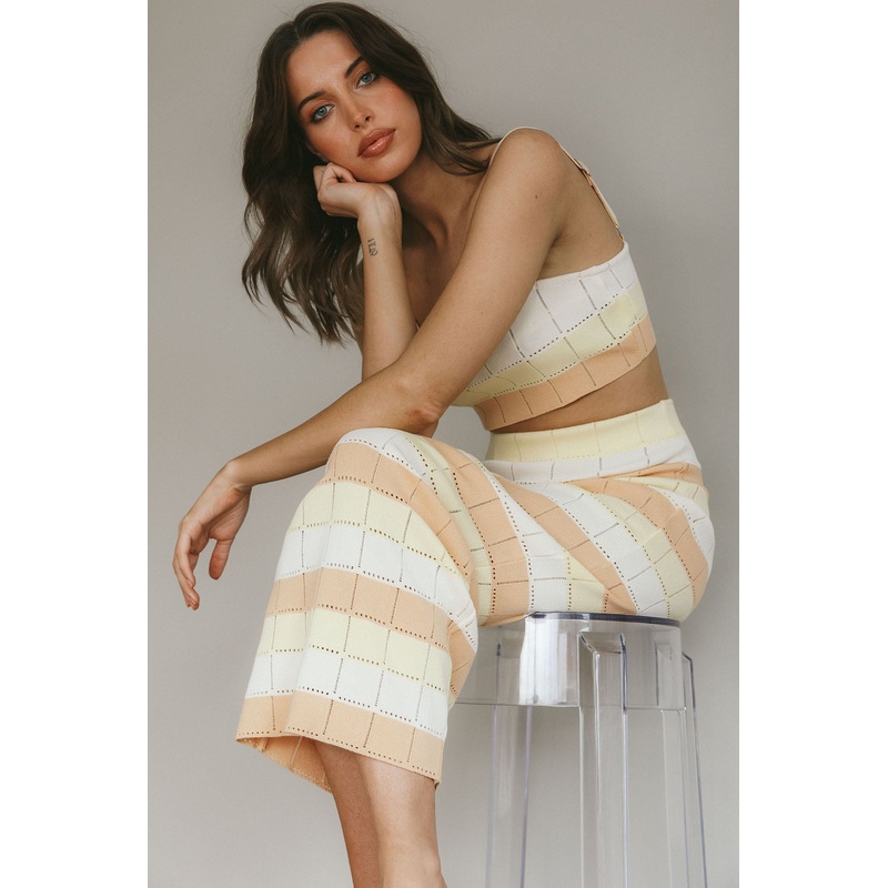 Chase The Sunrise Knit Maxi Skirt Lemon Butter