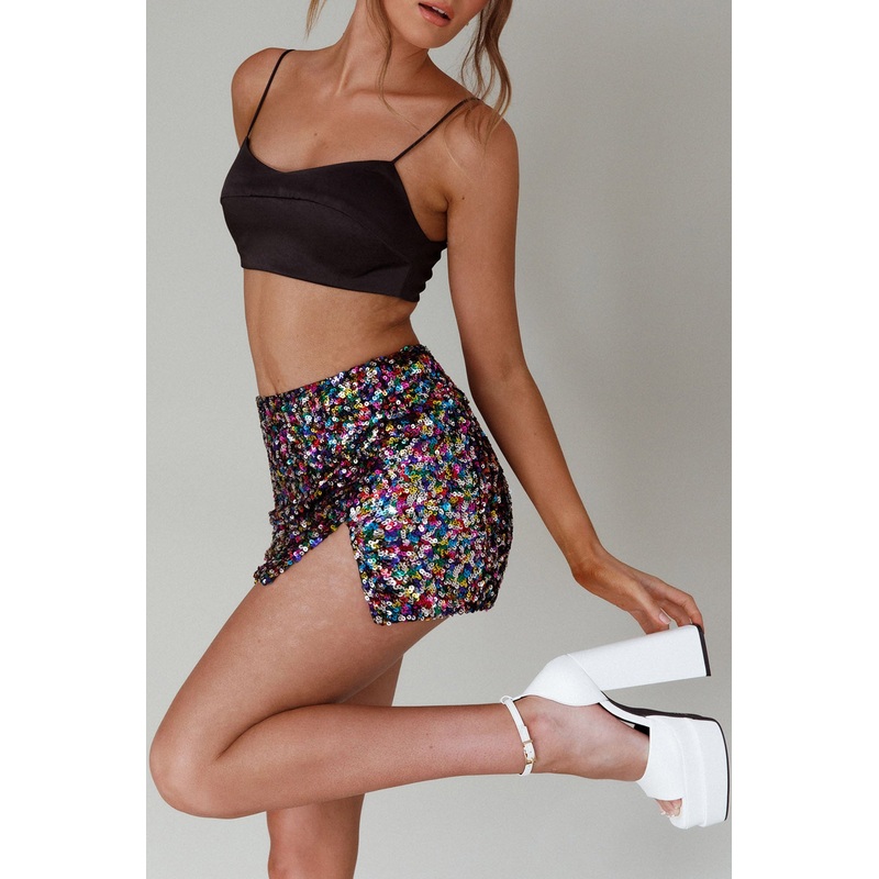 La Nuit Sequin Mini Skirt Multi