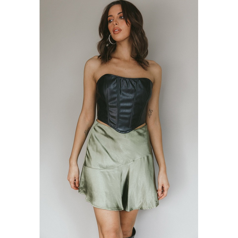 Gwyneth Flounce Mini Skirt Khaki