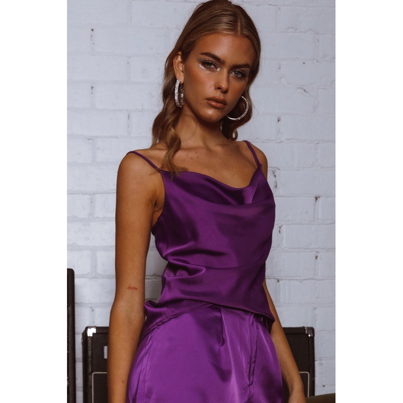 Taylah Cowl Neck Cami Top Purple