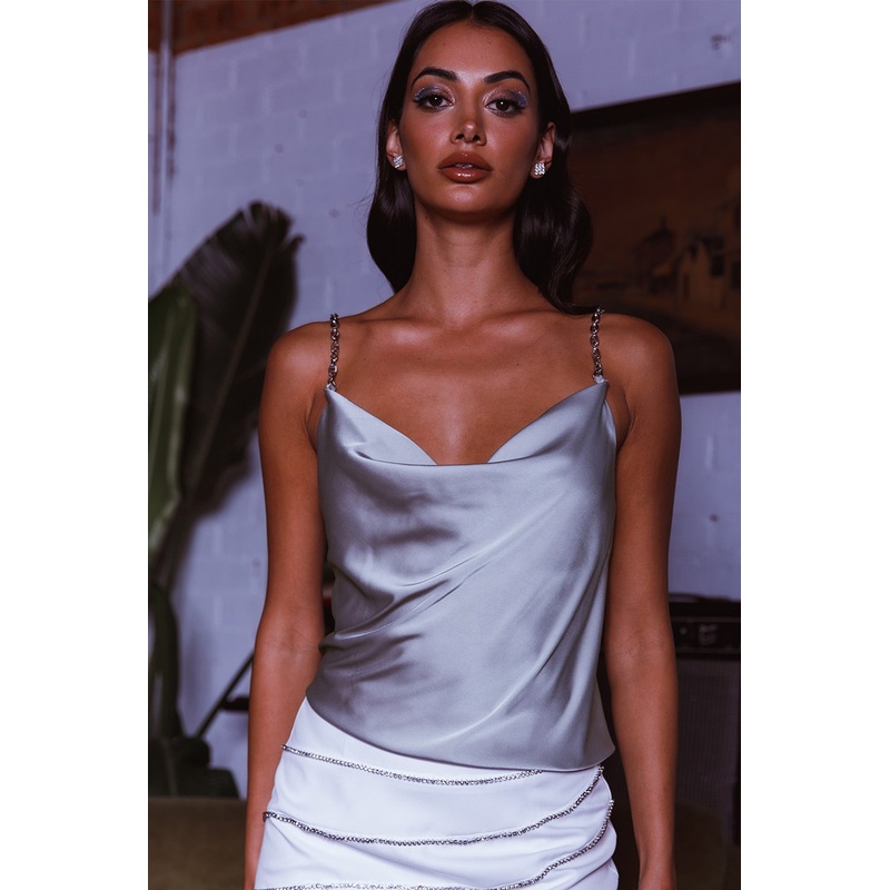 Nouveau Chain Strap Top Grey