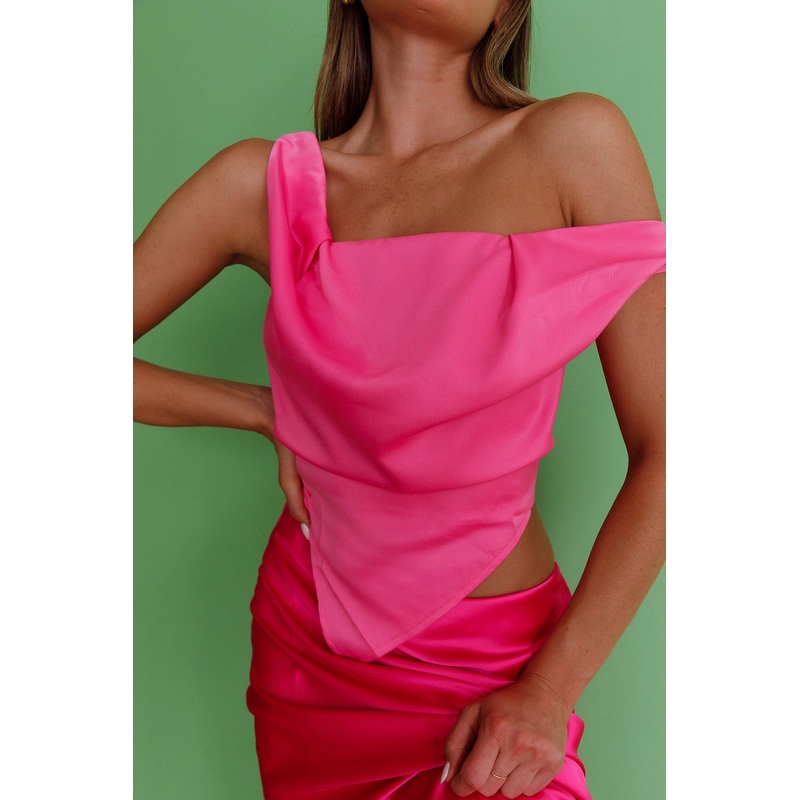 Shiraz Cowl Bust Top Hot Pink