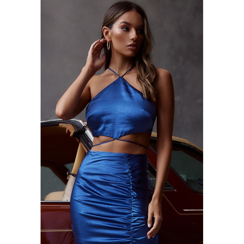 Found My Paradise String Crop Top Blue