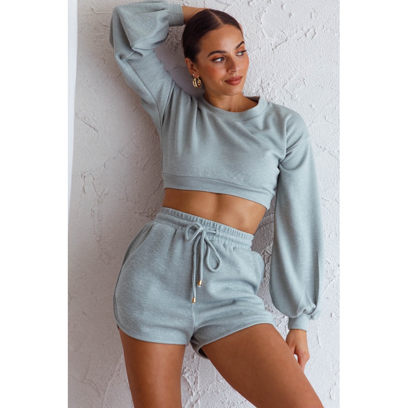 TGIF Crop Sweater Light Sage