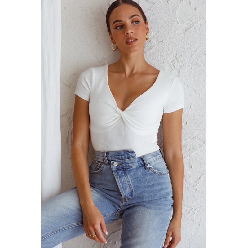Chase Your Bliss Twist Crop Top White