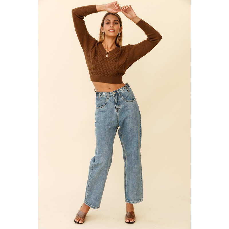 Dulce de Leche Long Sleeve Tie-Back Knit Sweater Olive